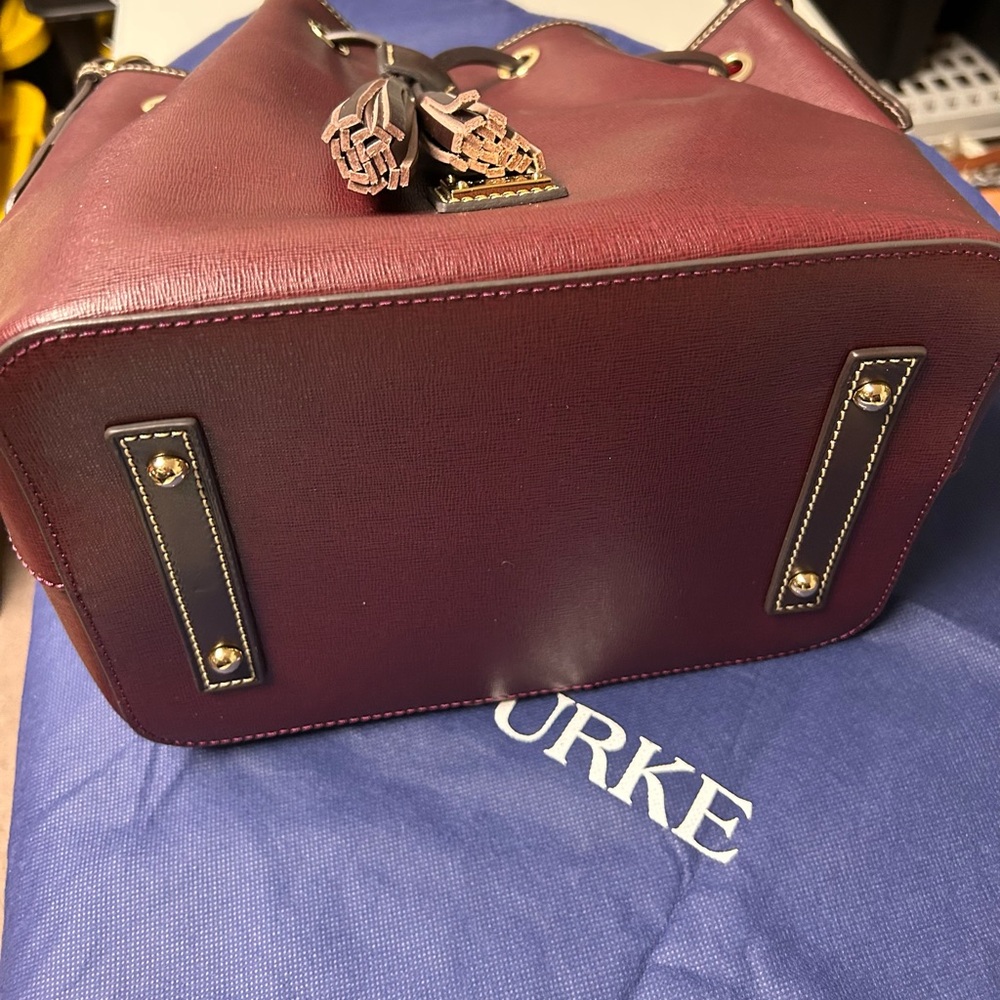 Dooney & Bourke Pebble Grain Tasha Drawstring Bordeaux Color Shoulder Bag - Picture 6 of 12